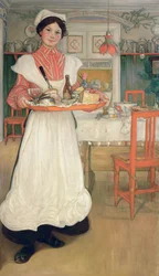 Martina llevando el desayuno en una bandeja, 1904